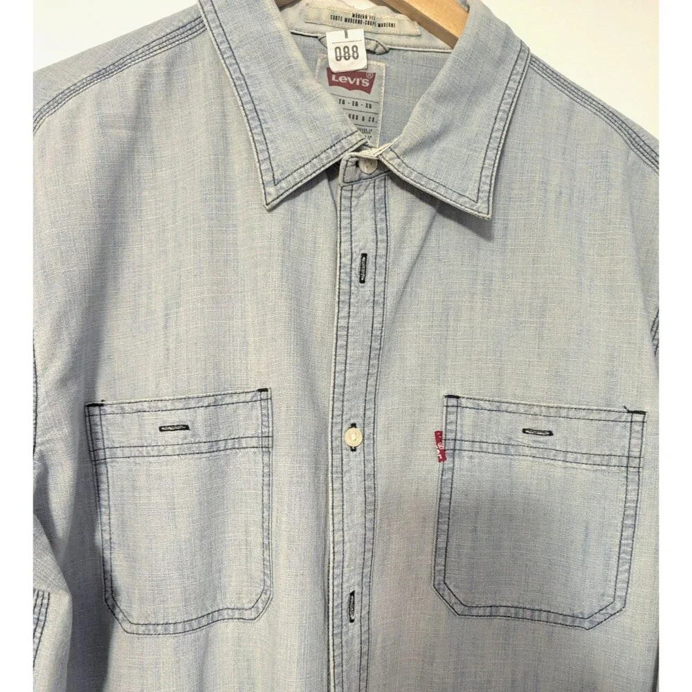 Levi Strauss Blue Denim Long Sleeve Shirt Mens XL
